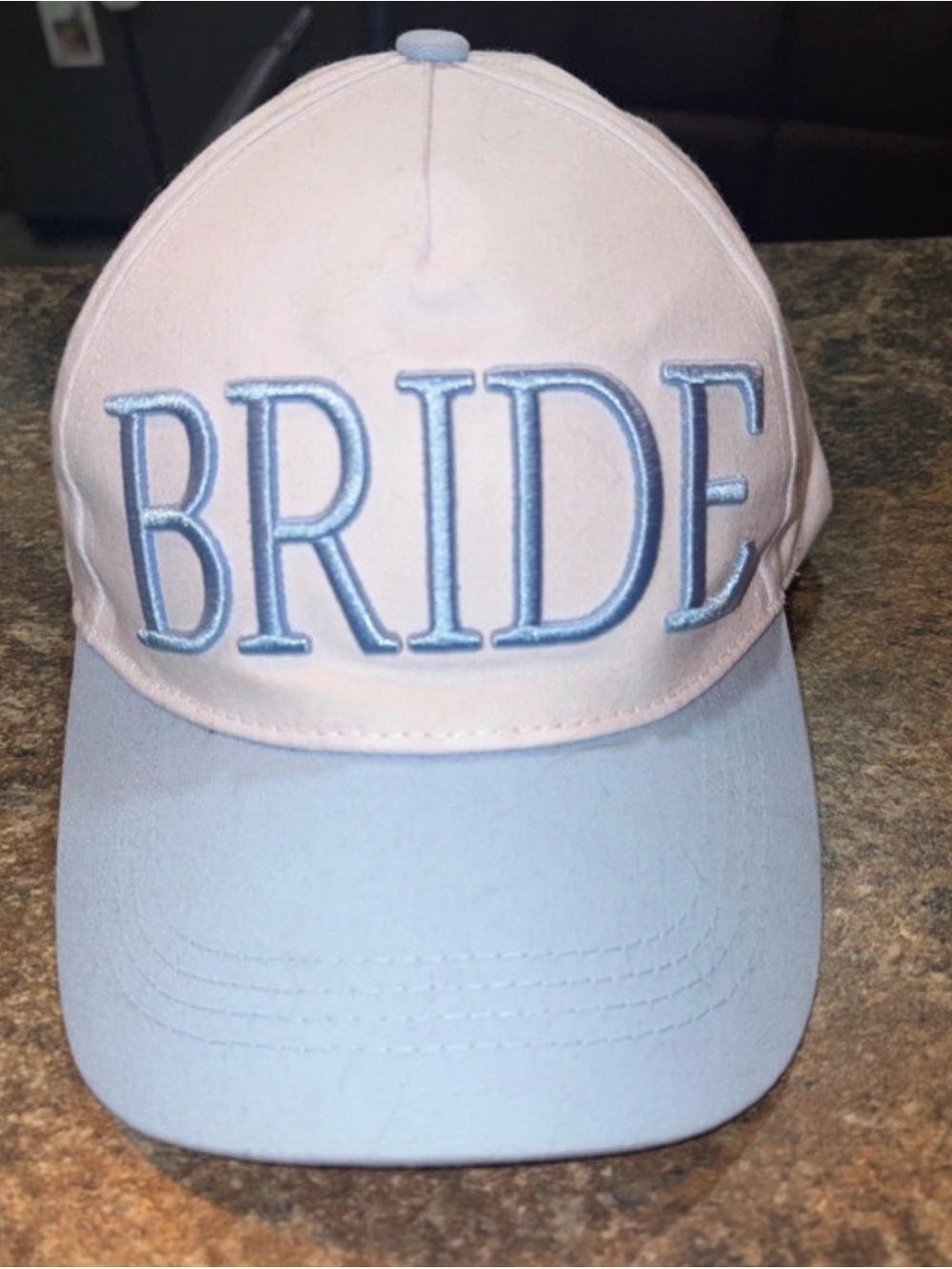 Bride Embroidered Baseball Cap - White and Light Blue